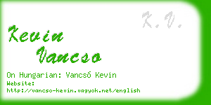 kevin vancso business card